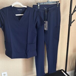 Mandala Navy Blue Scrub Set